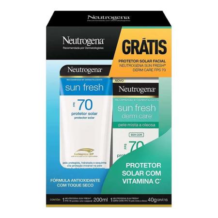KIT NEUTROGENA PROTETOR SOLAR FPS70 200ML + FACIAL 40G PELE MISTA A OLEOSA