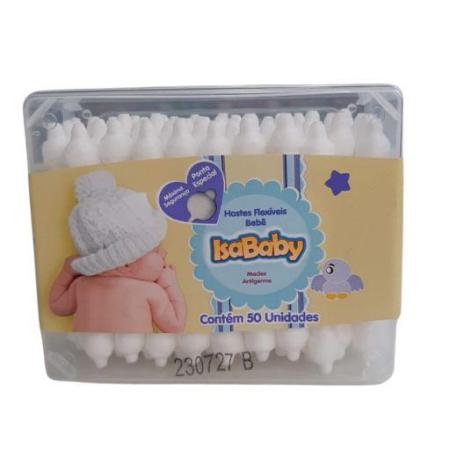 COTONETE HASTES FLEXIVEL PARA BEBÊ ISABABY COM 50 UNIDADES
