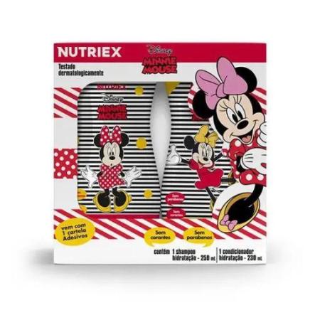 KIT MINNIE NUTRIEX  CARTELA DE ADESIVOS SHAMPOO 250ML / CONDICIONADOR 230ML