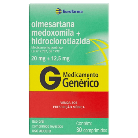 OLMESARTANA+HIDROCLOROTIAZIDA 20MG+12,5MG EUROFARMA C/30